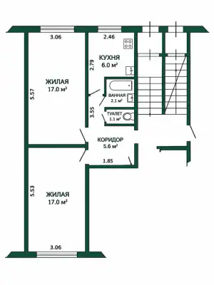 2-комнатная квартира в г. Лида на улице Космонавтов